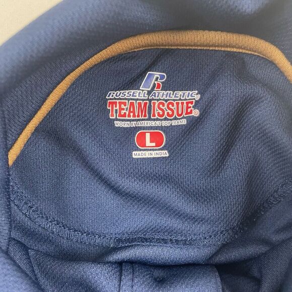 Russell Athletic Team Issue NOTRE DAME Fighting IRISH Blue Polo Shirt S/S Sz L - Picture 4 of 4